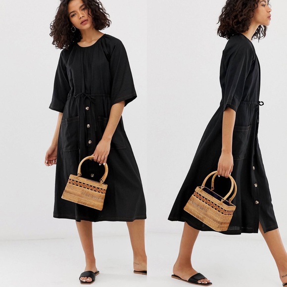 ASOS Dresses & Skirts - ASOS design button front linen midi dress 🌻